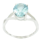 Blue Topaz Solitaire Japanese 925 Sterling Silver Blue Gemstone Delicate Luxurious Ring Jewellery