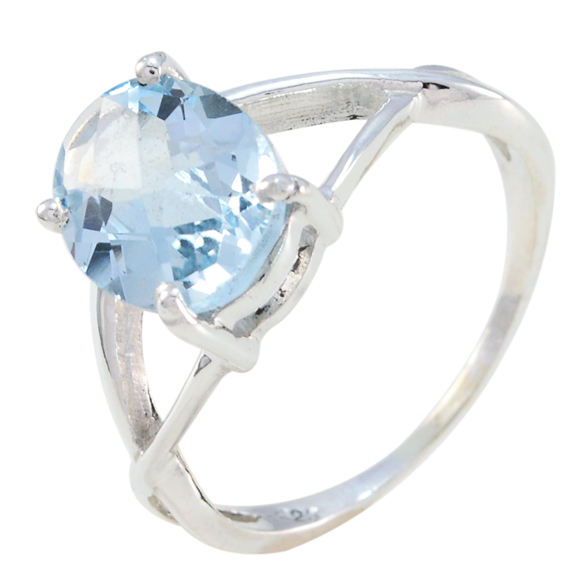 Blue Topaz Solitaire Japanese 925 Sterling Silver Blue Gemstone Delicate Luxurious Ring Jewellery
