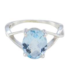 Blue Topaz Solitaire Japanese 925 Sterling Silver Blue Gemstone Delicate Luxurious Ring Jewellery