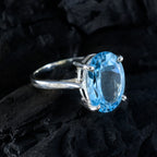 Blue Topaz Solitaire Moroccan Silver Blue Gemstones Featherlight Ethnic Ring Jewelry