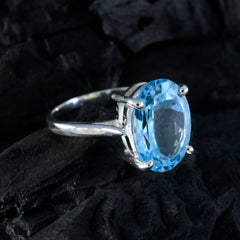 Blue Topaz Solitaire Moroccan Silver Blue Gemstones Featherlight Ethnic Ring Jewelry