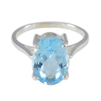 Blue Topaz Solitaire Moroccan Silver Blue Gemstones Featherlight Ethnic Ring Jewelry