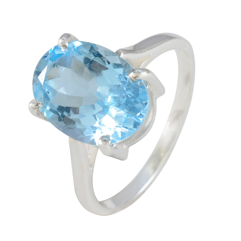 Blue Topaz Solitaire Moroccan Silver Blue Gemstones Featherlight Ethnic Ring Jewelry
