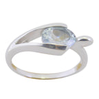 Blue Topaz Solitaire Japanese Sterling Silver Blue Gemstones Delicate Romantic Ring Jewelry