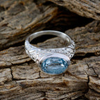 Blue Topaz Solitaire Egyptian 925 Silver Blue Gemstone Minimal Art Deco Ring Jewellery