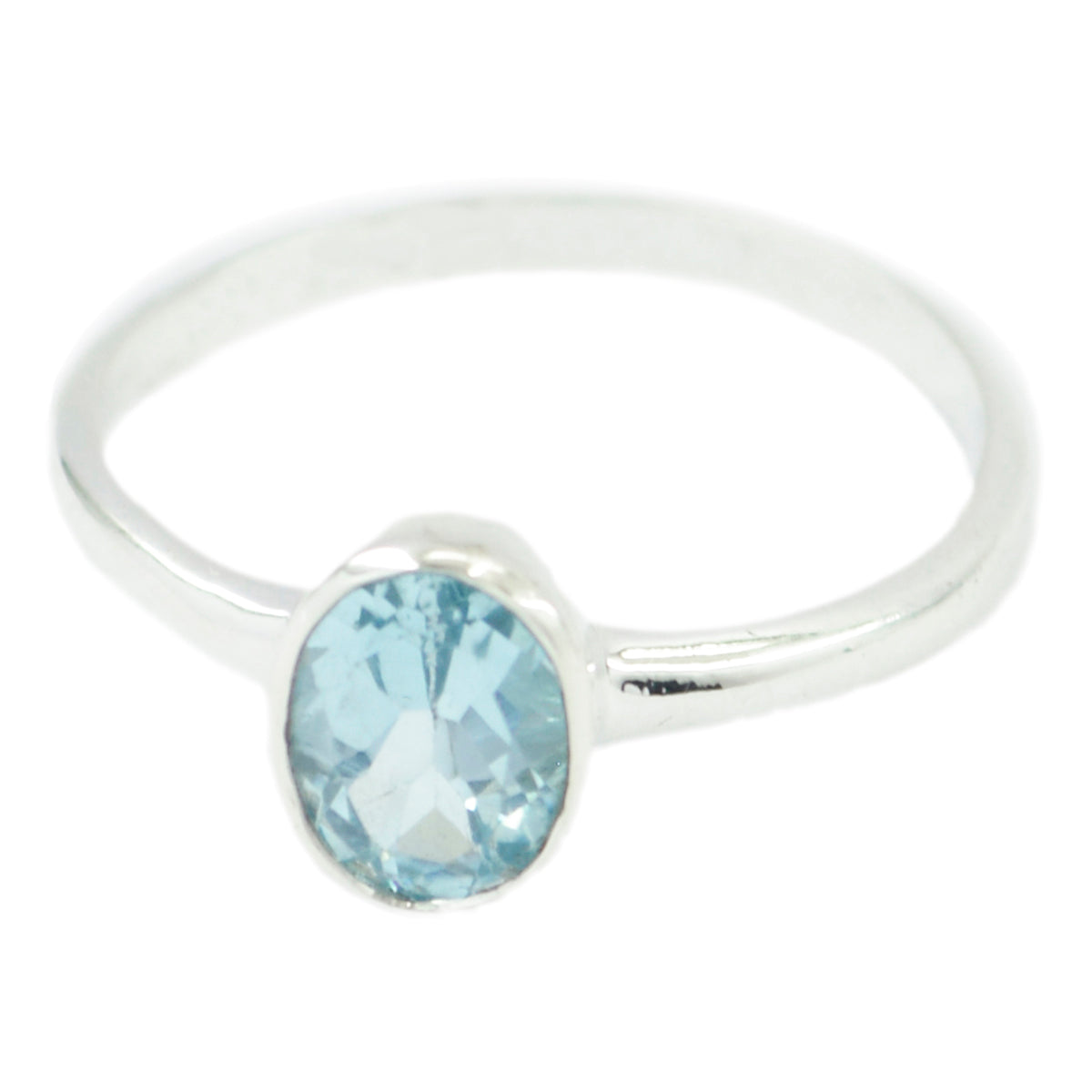 Blue Topaz Solitaire Korean Silver Blue Gems Delicate Sophisticated Ring Jewellery