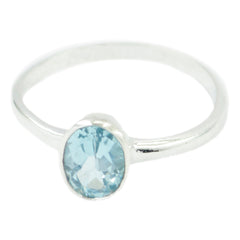 Blue Topaz Solitaire Korean Silver Blue Gems Delicate Sophisticated Ring Jewellery