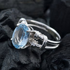 Blue Topaz Solitaire Spanish 925 Sterling Silver Blue Gems Eye catching Rope Wire Ring Jewelry