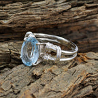 Blue Topaz Solitaire Spanish 925 Sterling Silver Blue Gems Eye catching Rope Wire Ring Jewelry