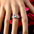 Blue Topaz Solitaire Mexican Sterling Silver Blue Gemstones Slim Rope Wire Ring Jewellery