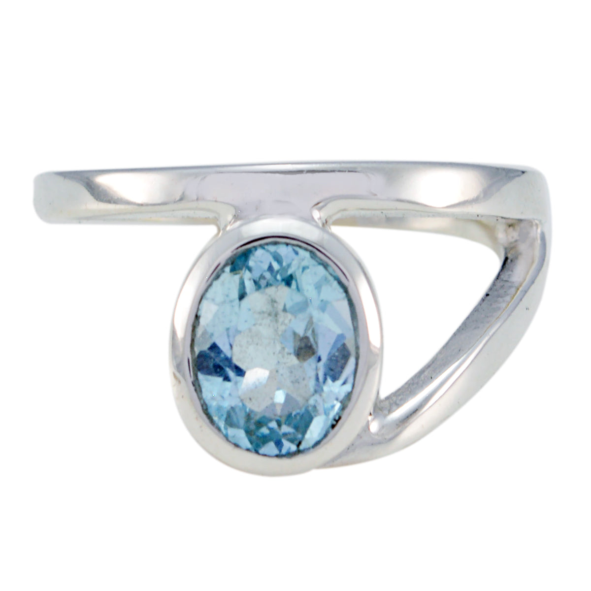 Blue Topaz Solitaire French 925 Silver Blue Gemstone Tiny Boho Ring Jewellery