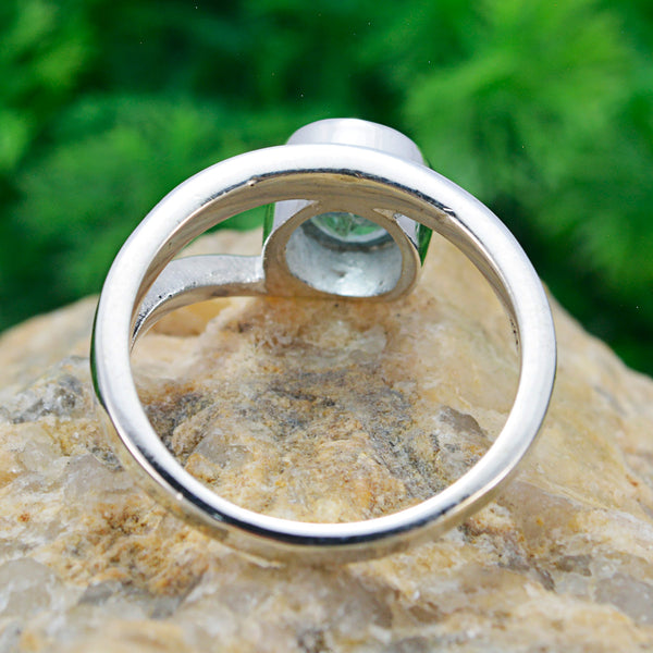 Blue Topaz Solitaire French 925 Silver Blue Gemstone Tiny Boho Ring Jewellery