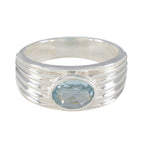 Blue Topaz Solitaire Russian 92.5 Silver Blue Gemstone Eye catching Love Ring Jewelry
