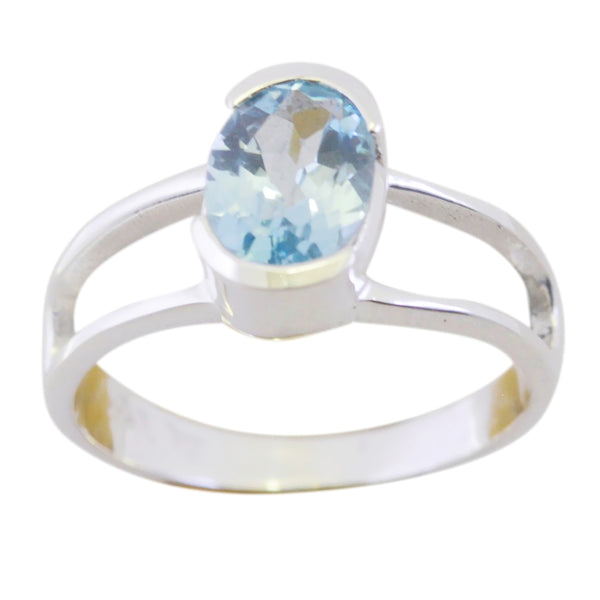 Blue Topaz Solitaire Korean 92.5 Silver Blue Gems Delicate Fairytale Ring Jewelry