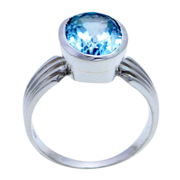 Blue Topaz Solitaire Egyptian 925 Sterling Silver Blue Gemstones Versatile Heritage Ring Jewellery