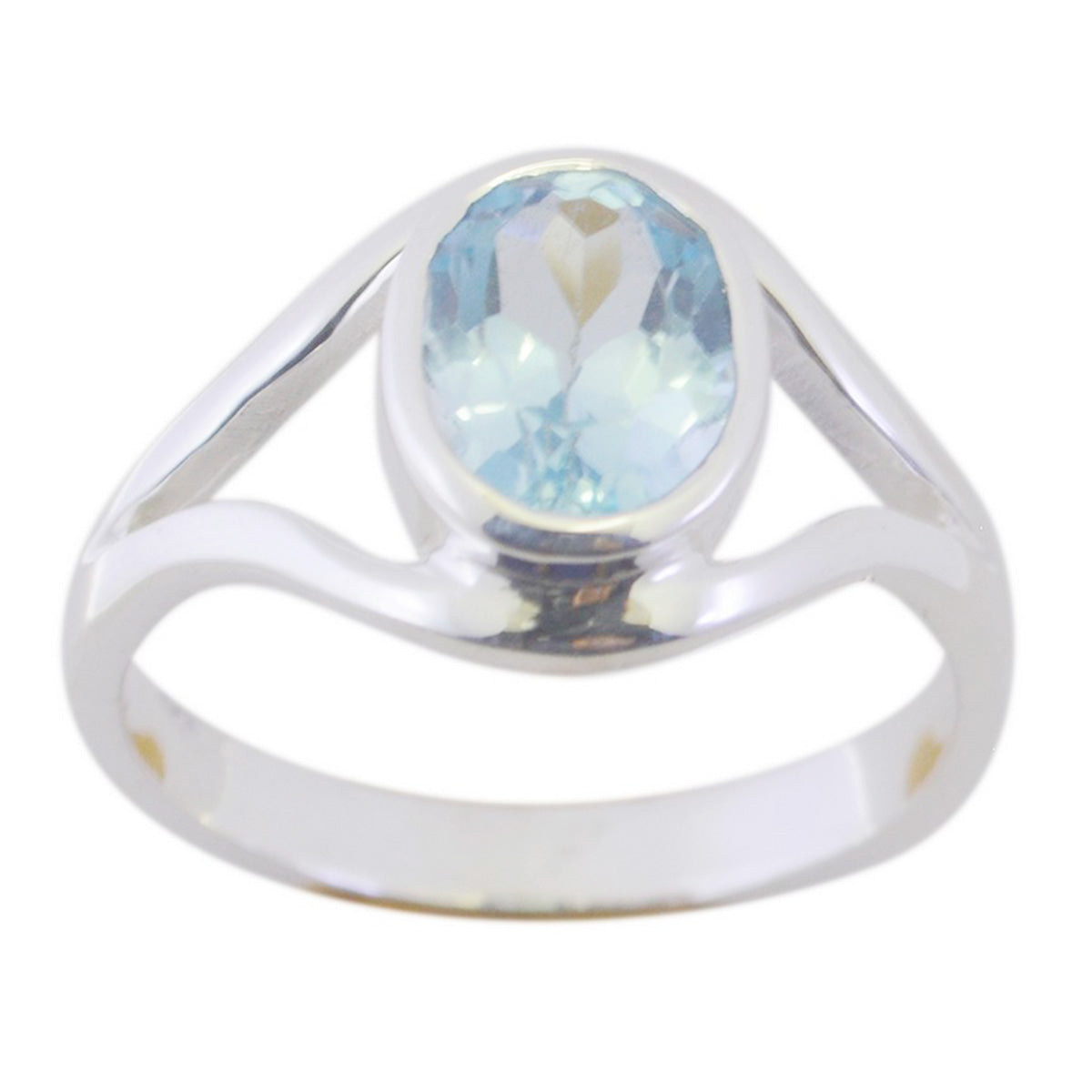 Blue Topaz Solitaire Japanese 92.5 Silver Blue Gemstones Whisper thin Trendy Ring Jewelry Huvudsaklig produktbild