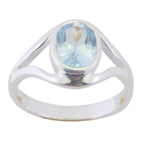Blue Topaz Solitaire Japanese 92.5 Silver Blue Gemstones Whisper thin Trendy Ring Jewelry