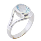 Blue Topaz Solitaire Japanese 92.5 Silver Blue Gemstones Whisper thin Trendy Ring Jewelry