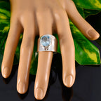 Blue Topaz Solitaire French 925 Sterling Silver Blue Gemstones Versatile Armor Ring Jewellery