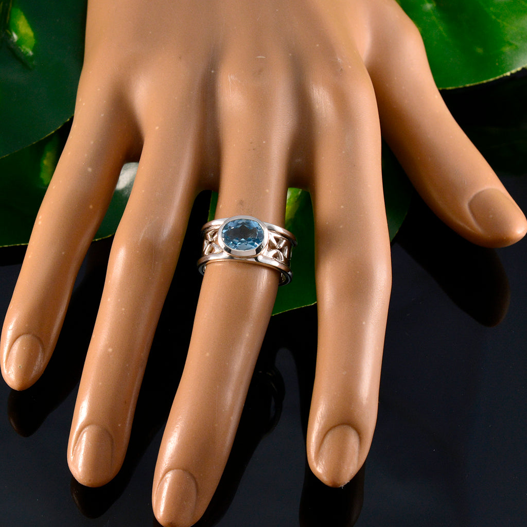 Blue Topaz Solitaire African Silver Blue Gemstones Classic Irish Ring Jewelry