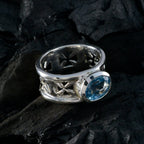 Blue Topaz Solitaire African Silver Blue Gemstones Classic Irish Ring Jewelry