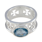 Blue Topaz Solitaire African Silver Blue Gemstones Classic Irish Ring Jewelry