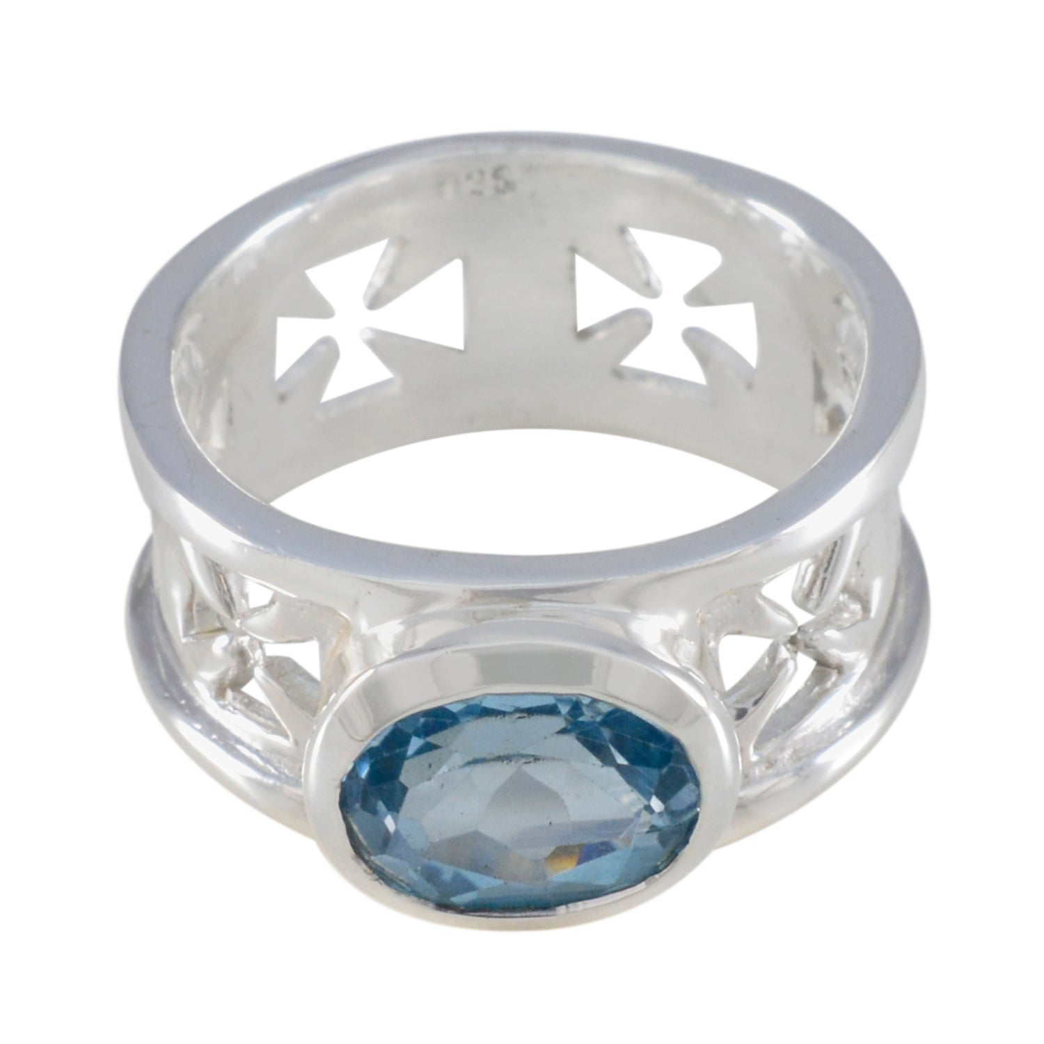 Blue Topaz Solitaire African Silver Blue Gemstones Classic Irish Ring Jewelry