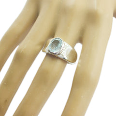 Blue Topaz Solitaire Russian Sterling Silver Blue Gems Eye catching Engagement Ring Jewellery