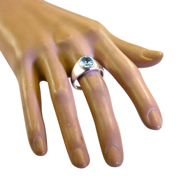 Blue Topaz Solitaire Russian 925 Sterling Silver Blue Gemstone Tiny Ethnic Ring Jewellery