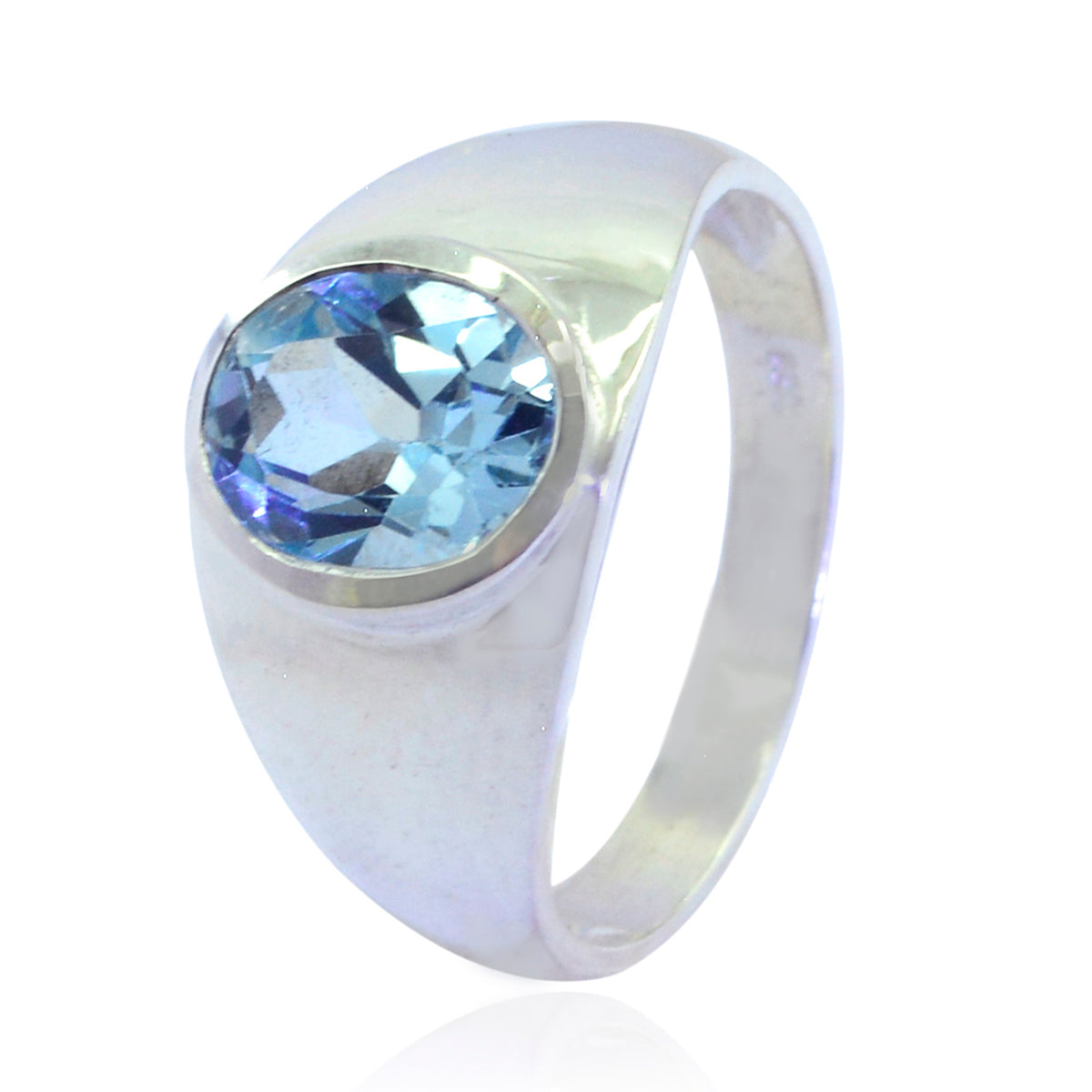 Blue Topaz Solitaire Russian 925 Sterling Silver Blue Gemstone Tiny Ethnic Ring Jewellery