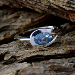 Blue Topaz Solitaire American Silver Blue Gemstones Delicate Romantic Ring Jewellery