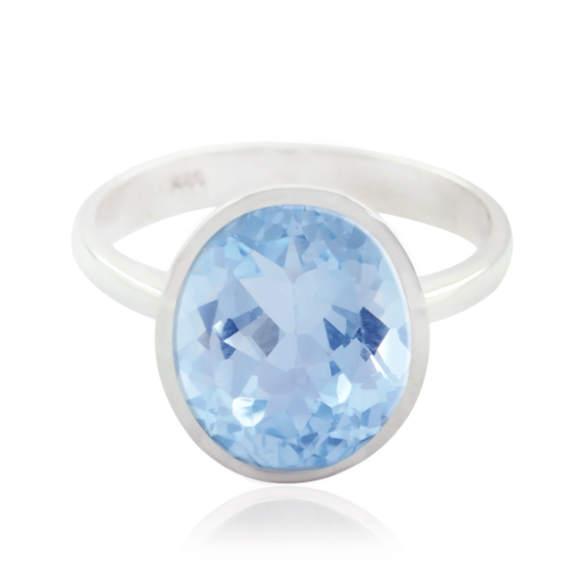 Blue Topaz Solitaire African Sterling Silver Blue Gems Minimal Modern Ring Jewelry