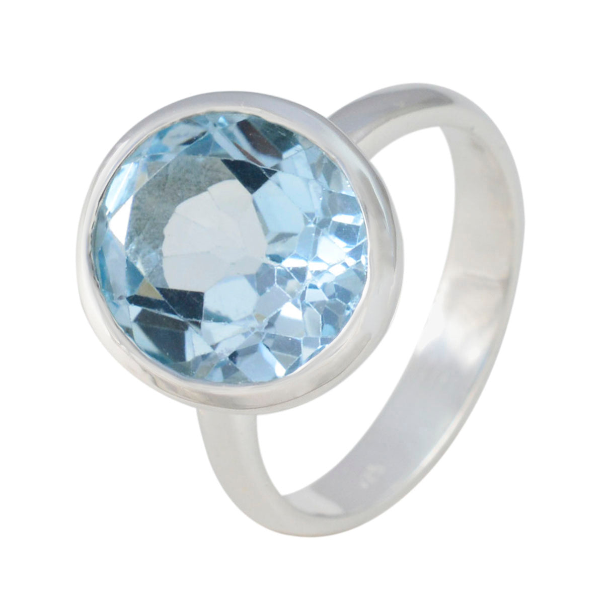 Blue Topaz Solitaire African Sterling Silver Blue Gems Minimal Modern Ring Jewelry
