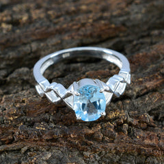 Blue Topaz Solitaire Turkish Sterling Silver Blue Gemstone Whisper thin Twist Ring Jewellery