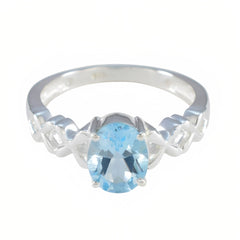 Blue Topaz Solitaire Turkish Sterling Silver Blue Gemstone Whisper thin Twist Ring Jewellery