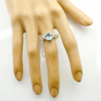 Blue Topaz Solitaire Turkish Sterling Silver Blue Gemstone Whisper thin Twist Ring Jewellery