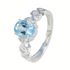 Blue Topaz Solitaire Turkish Sterling Silver Blue Gemstone Whisper thin Twist Ring Jewellery