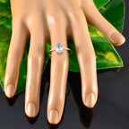 Blue Topaz Solitaire Turkish Silver Blue Gemstone Elegant  Fairytale Ring Jewelry