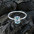 Blue Topaz Solitaire Turkish Silver Blue Gemstone Elegant  Fairytale Ring Jewelry