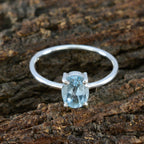 Blue Topaz Solitaire Turkish Silver Blue Gemstone Elegant  Fairytale Ring Jewelry