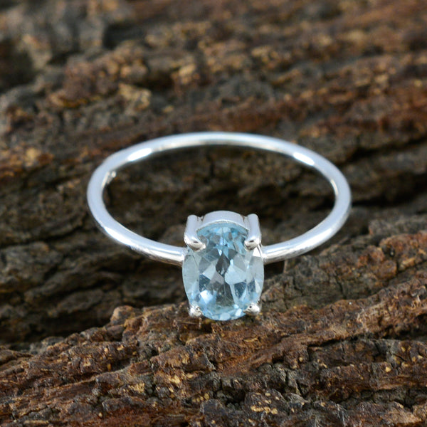 Blue Topaz Solitaire Turkish Silver Blue Gemstone Elegant  Fairytale Ring Jewelry