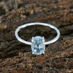 Blue Topaz Solitaire Turkish Silver Blue Gemstone Elegant  Fairytale Ring Jewelry