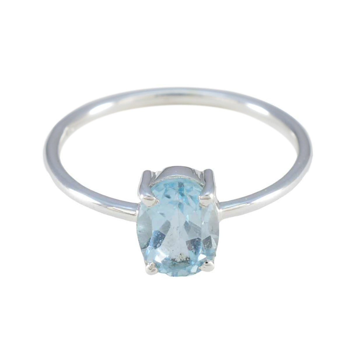 Blue Topaz Solitaire Turkish Silver Blue Gemstone Elegant  Fairytale Ring Jewelry Huvudsaklig produktbild
