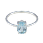 Blue Topaz Solitaire Turkish Silver Blue Gemstone Elegant  Fairytale Ring Jewelry