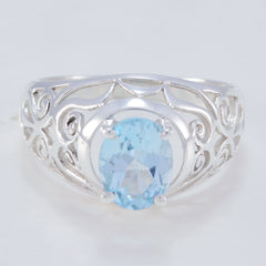 Blue Topaz Solitaire Australian 925 Sterling Silver Blue Gemstones Featherlight Filigree Ring Jewelry