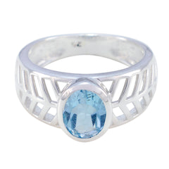 Blue Topaz Solitaire Spanish 92.5 Silver Blue Gemstone Featherlight Rope Wire Ring Jewelry