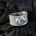 Blue Topaz Solitaire Egyptian Silver Blue Gems Essential  Art Deco Ring Jewelry