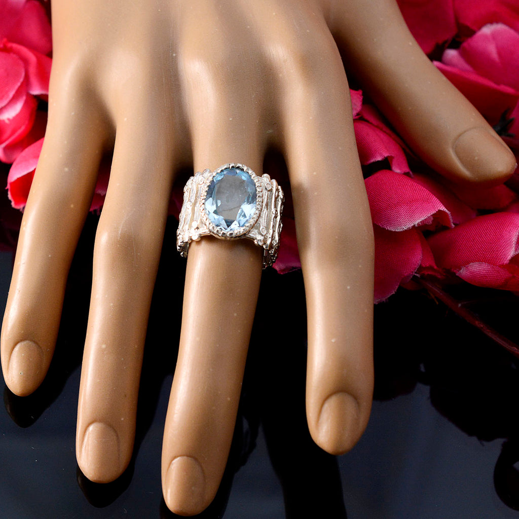 Blue Topaz Solitaire African Silver Blue Gems Edgy Armor Band Jewellery