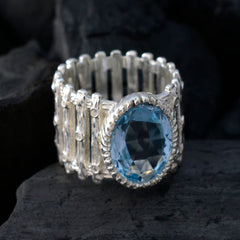 Blue Topaz Solitaire African Silver Blue Gems Edgy Armor Band Jewellery