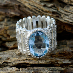 Blue Topaz Solitaire African Silver Blue Gems Edgy Armor Band Jewellery